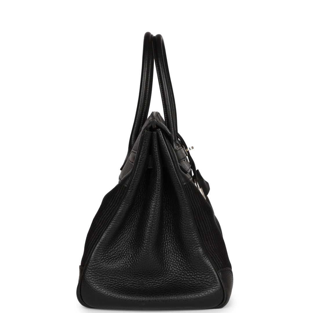 Top quality Hermes Birkin 35 Black Crinoline and Clemence Palladium Hardware