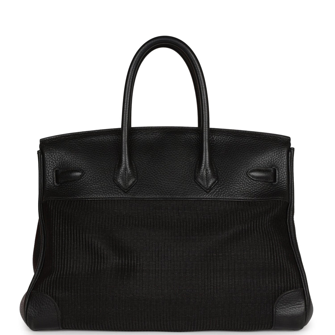 Top quality Hermes Birkin 35 Black Crinoline and Clemence Palladium Hardware
