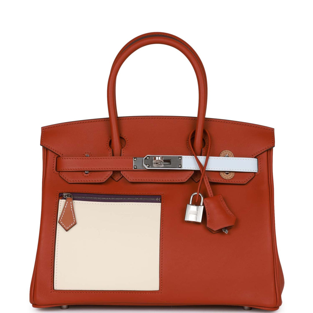 top quality Hermes Colormatic Birkin 30 Cuivre, Nata and Bleu Brume Swift Palladium Hardware
