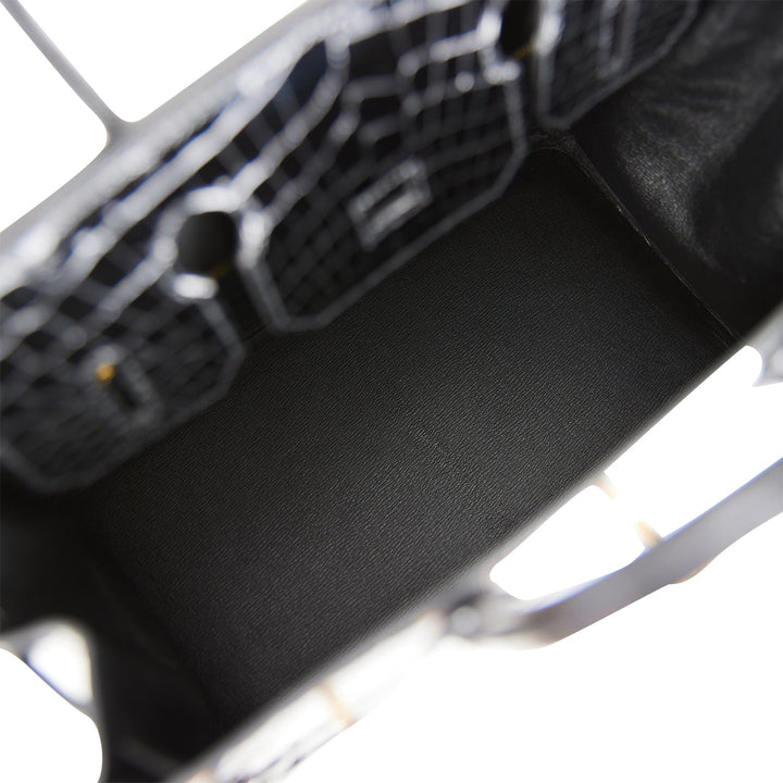 Hermes Birkin 30 Black Shiny Niloticus Crocodile Gold Hardware