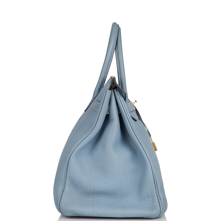 Hermes Birkin 35 Bleu Lin Togo Gold Hardware