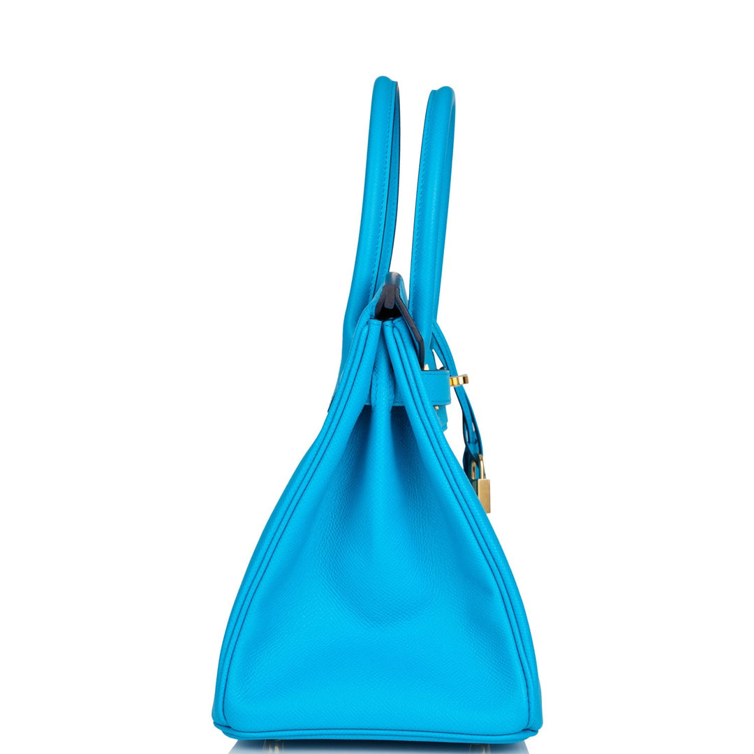 Hermes Birkin 30 Bleu Frida Epsom Gold Hardware