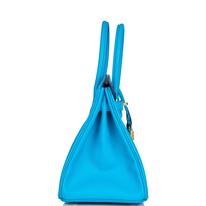 Hermes Birkin 30 Bleu Frida Epsom Gold Hardware