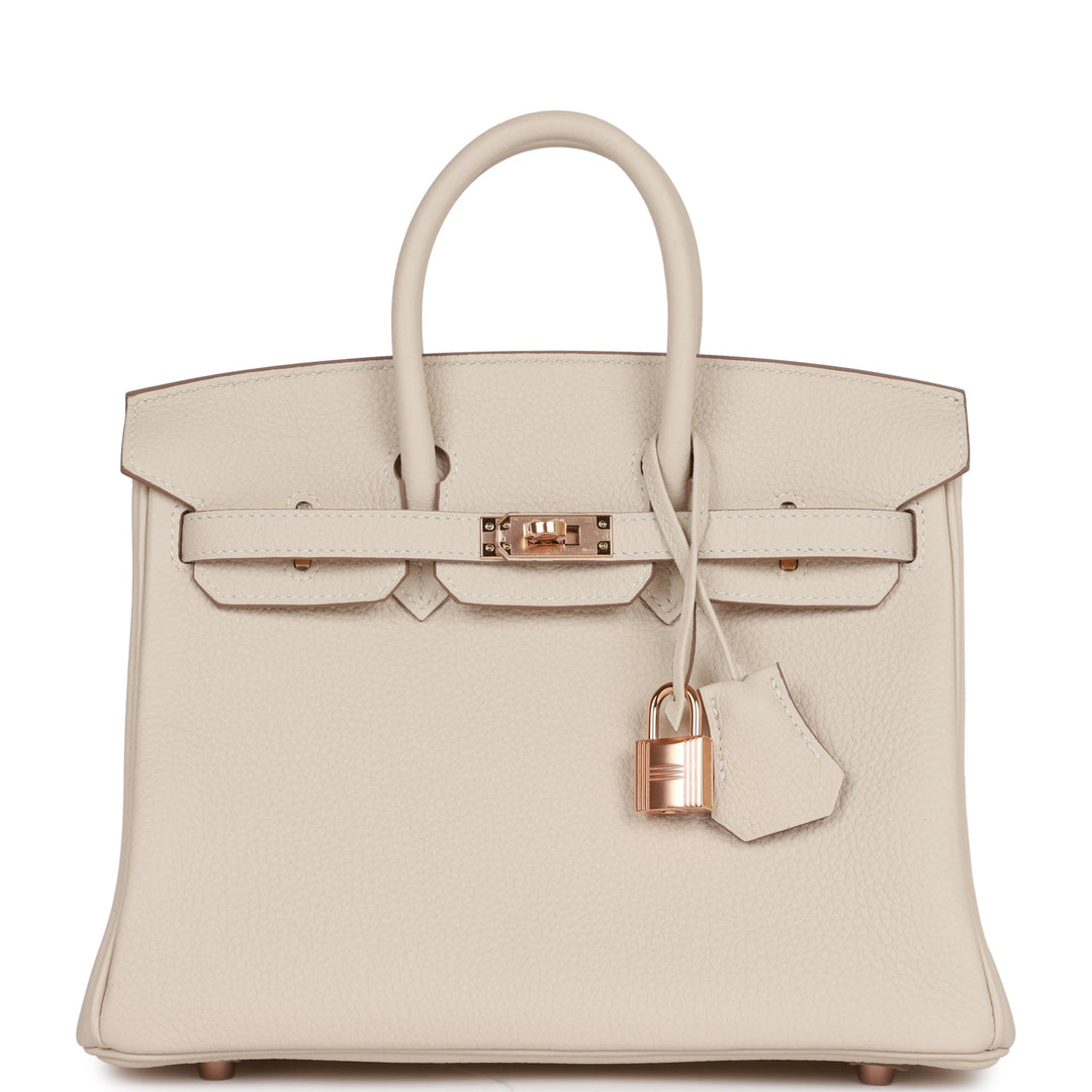 top quality Hermes Birkin 25 Craie Togo Rose Gold Hardware