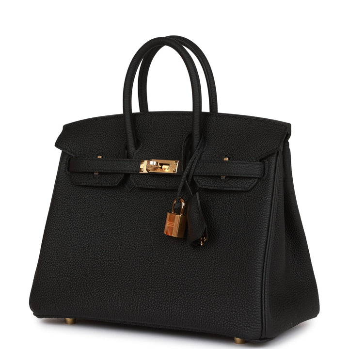 Top quality Hermes Birkin 25 Black Togo Gold Hardware