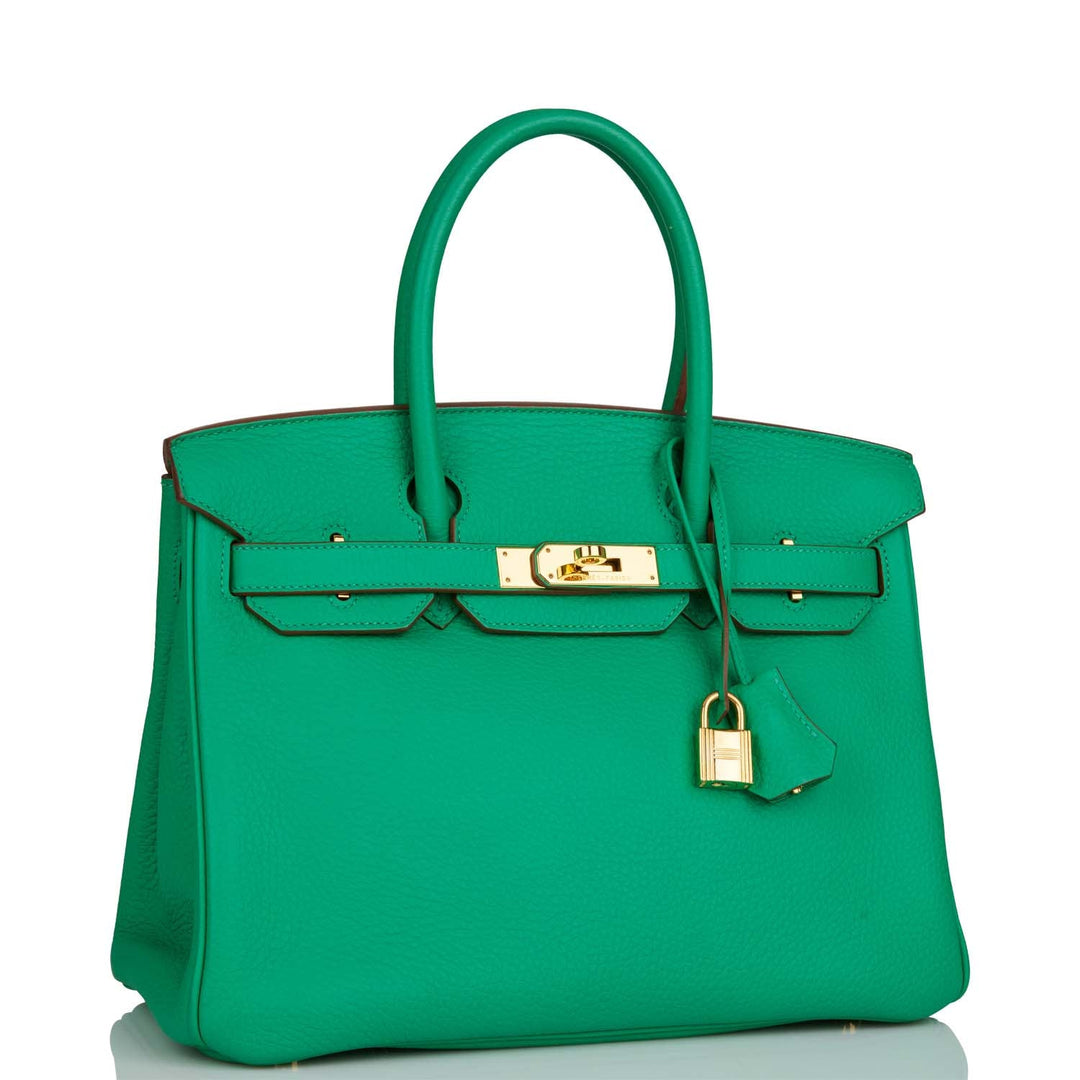 Hermes Birkin 30 Menthe Clemence Gold Hardware