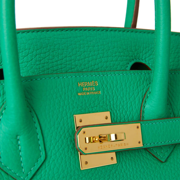 Hermes Birkin 30 Menthe Clemence Gold Hardware