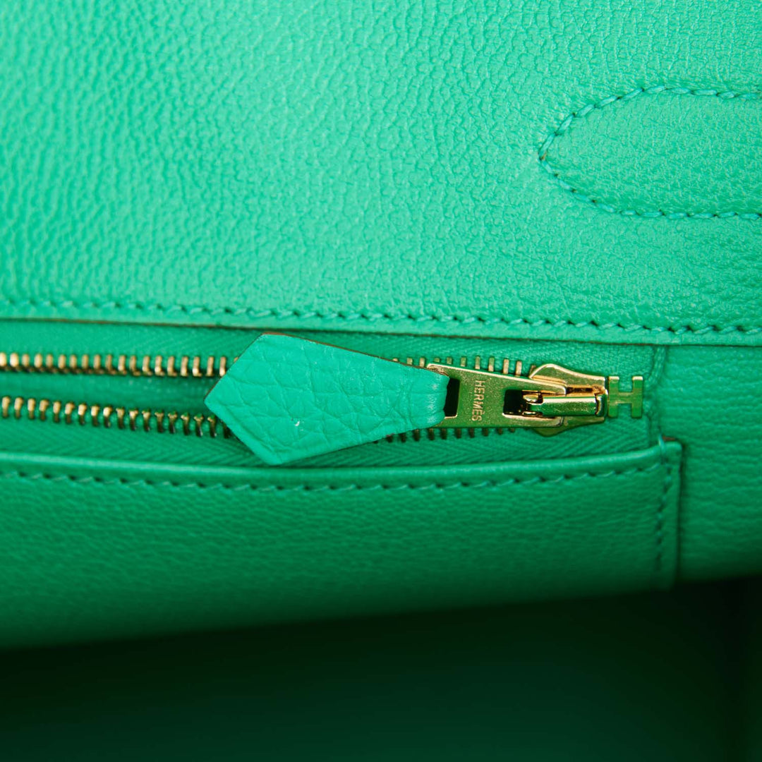 Hermes Birkin 30 Menthe Clemence Gold Hardware