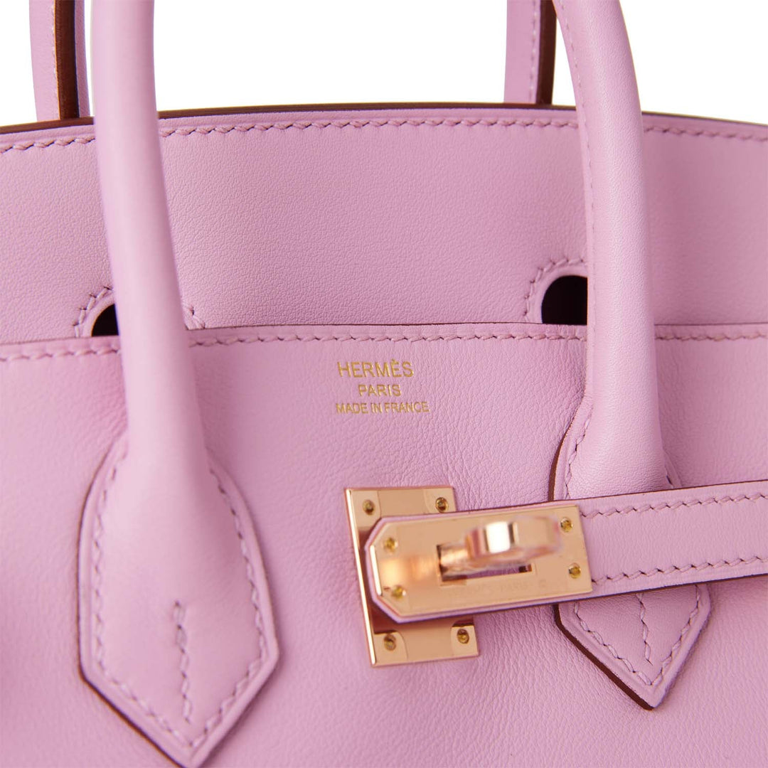 Hermes Birkin 25 Mauve Sylvestre Swift Rose Gold Hardware