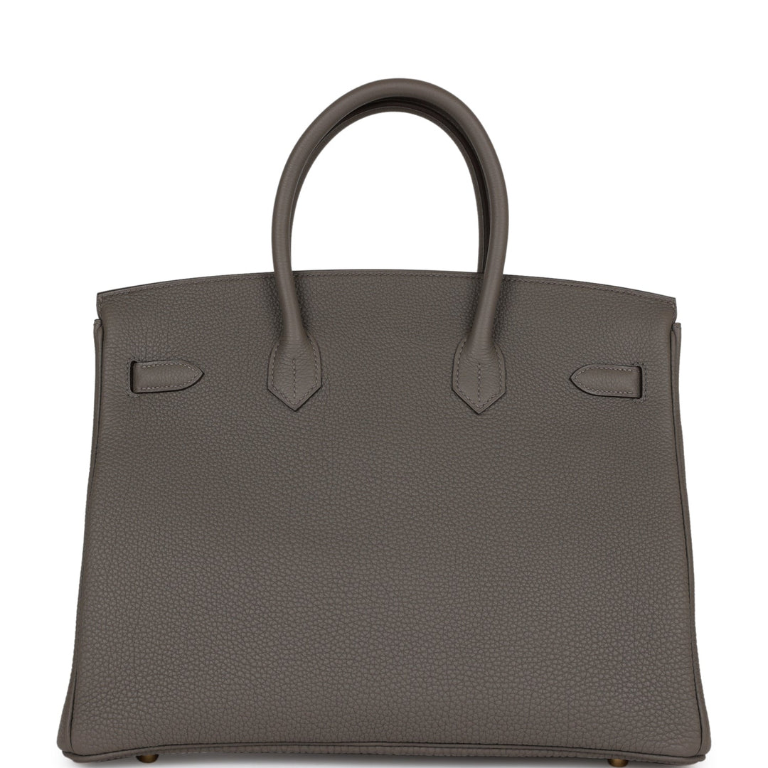 Premium Handmade Hermes Birkin 35 Gris Meyer Togo Gold Hardware