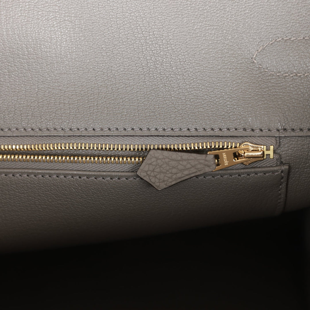 Premium Handmade Hermes Birkin 35 Gris Meyer Togo Gold Hardware