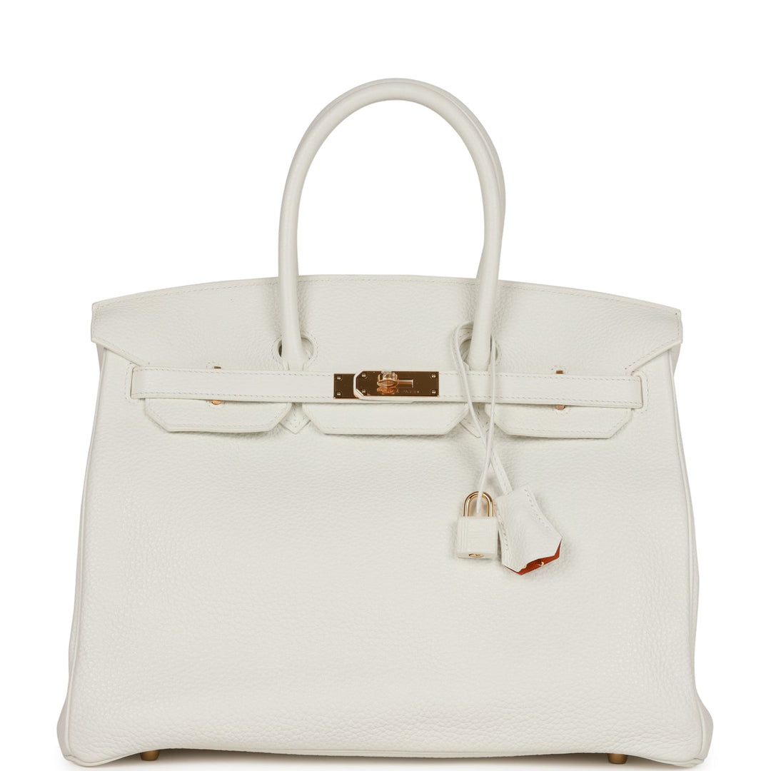 top quality Hermes Special Order (HSS) Birkin 35 White Verso Clemence Gold Hardware