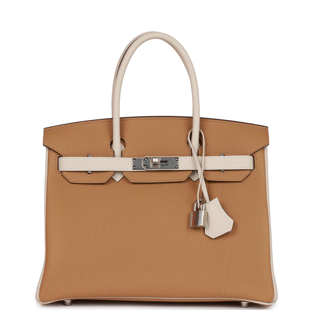 top quality Hermes Special Order (HSS) Birkin 30 Chai and Craie Togo Palladium Hardware