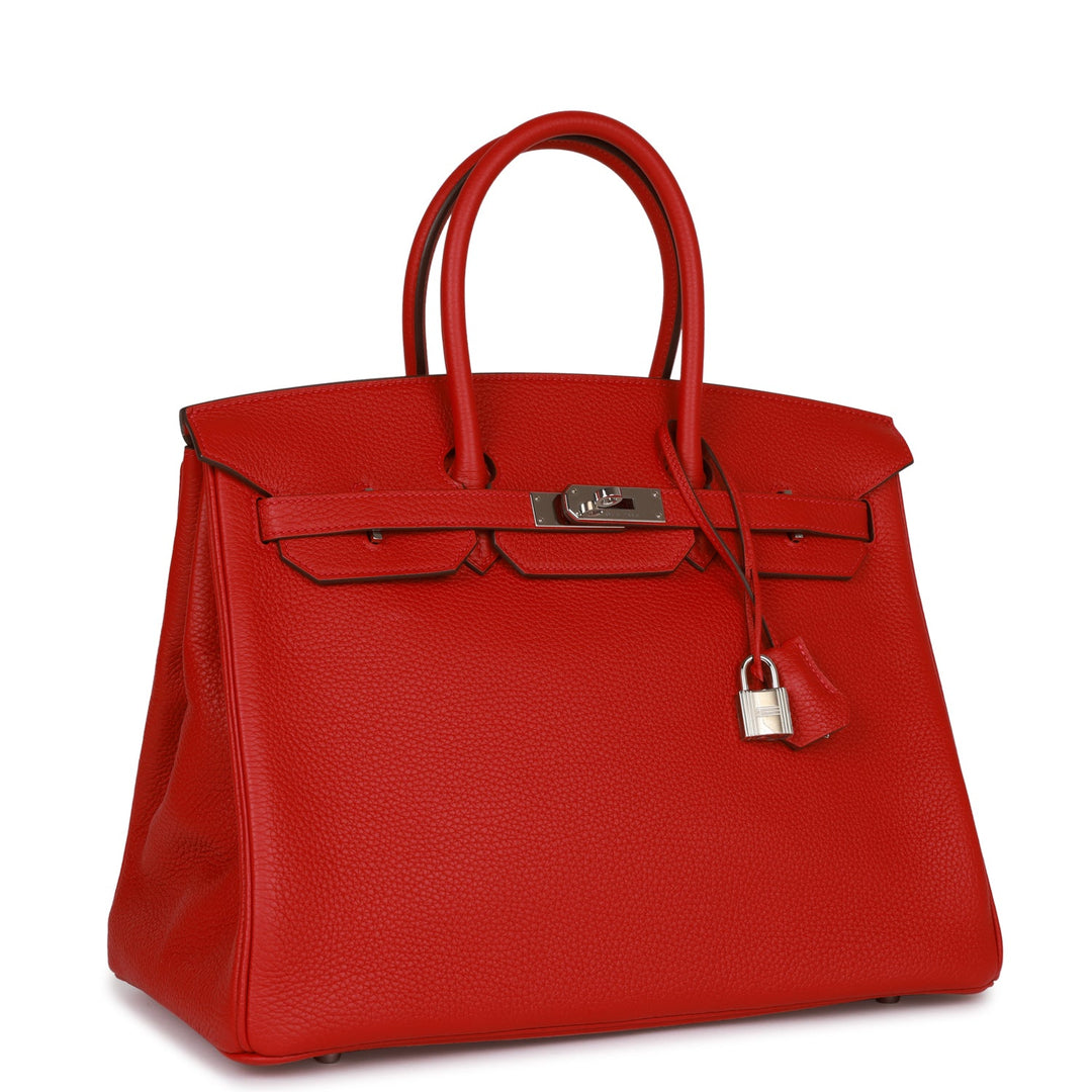Top quality Hermes Birkin 35 Rouge Casaque Clemence Palladium Hardware