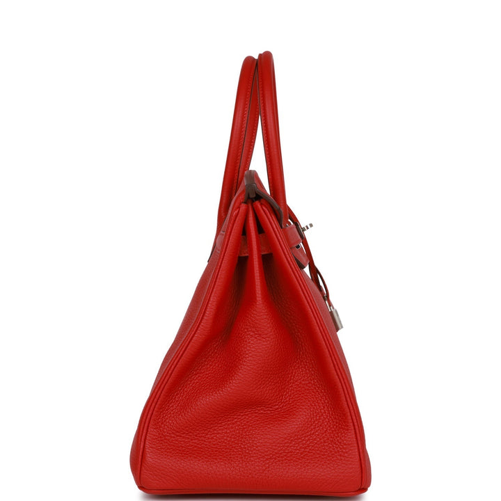 Top quality Hermes Birkin 35 Rouge Casaque Clemence Palladium Hardware