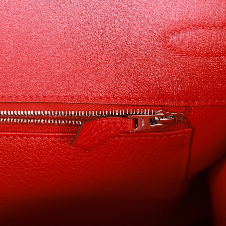 Top quality Hermes Birkin 35 Rouge Casaque Clemence Palladium Hardware