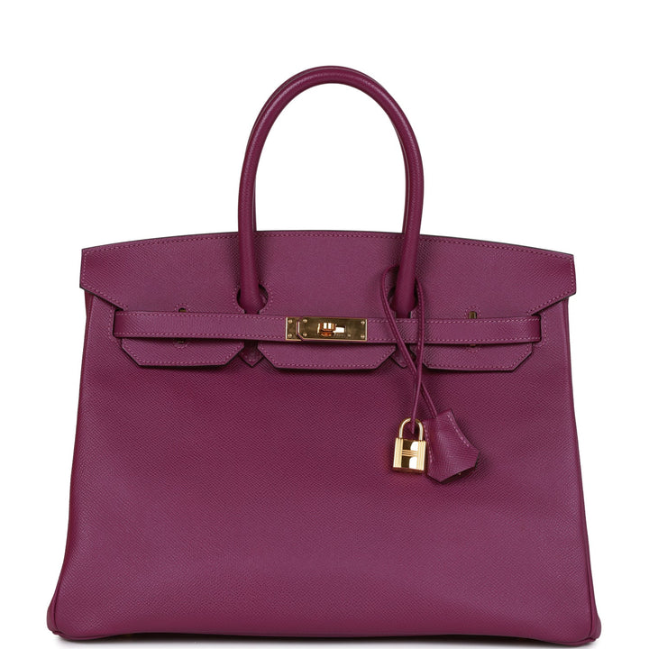 Pre-owned Top quality Hermes Birkin 35 Anemone Epsom Gold Hardware