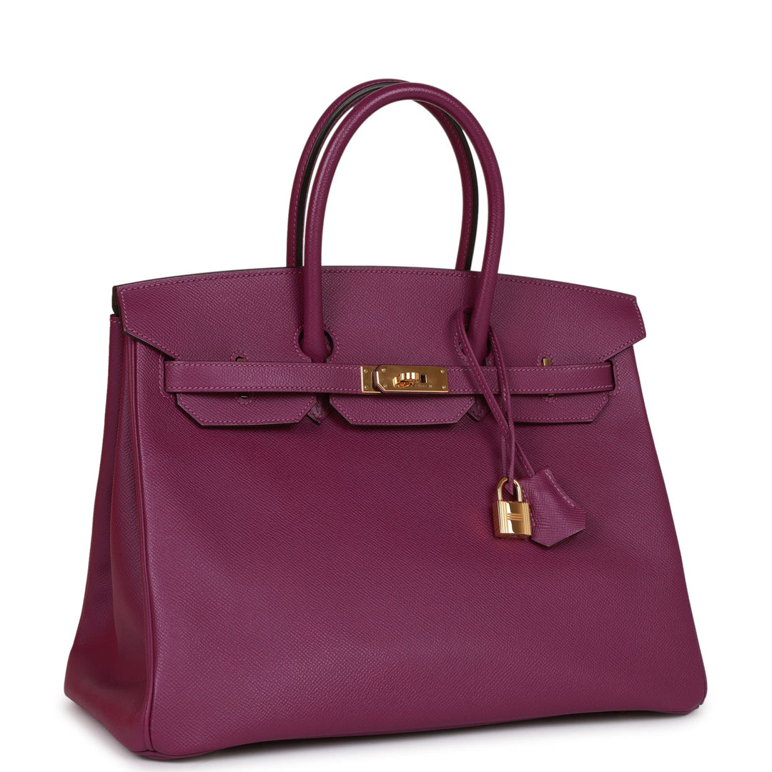 Pre-owned Top quality Hermes Birkin 35 Anemone Epsom Gold Hardware