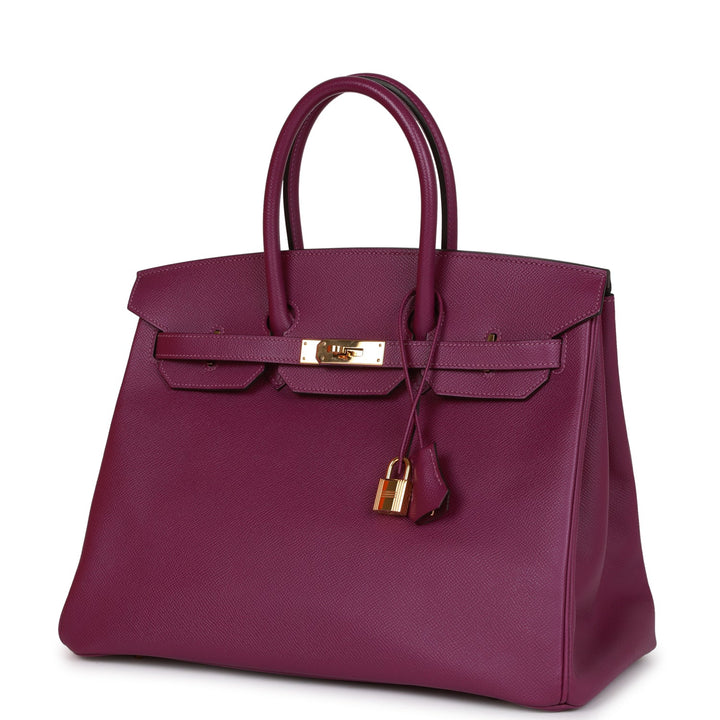 Pre-owned Top quality Hermes Birkin 35 Anemone Epsom Gold Hardware