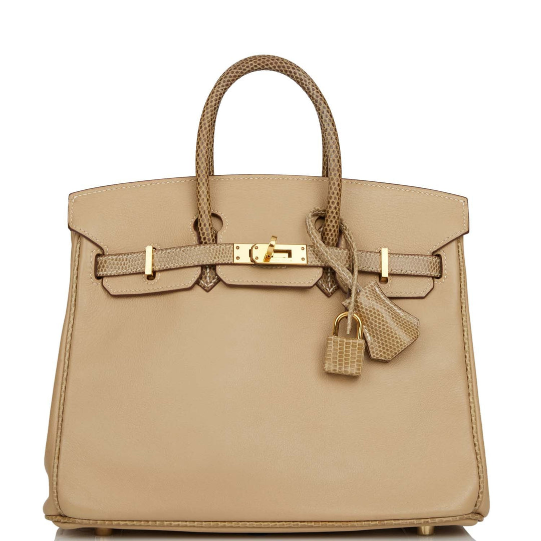 Hermes Birkin 25 Ficelle Lizard and Argyle Swift Gold Hardware