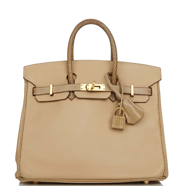 Hermes Birkin 25 Ficelle Lizard and Argyle Swift Gold Hardware