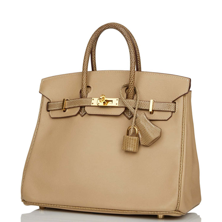 Hermes Birkin 25 Ficelle Lizard and Argyle Swift Gold Hardware