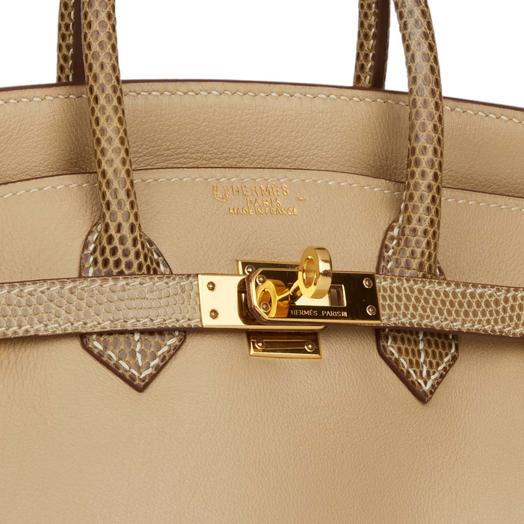 Hermes Birkin 25 Ficelle Lizard and Argyle Swift Gold Hardware