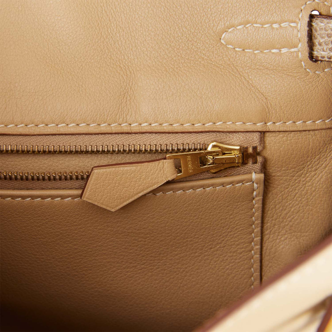 Hermes Birkin 25 Ficelle Lizard and Argyle Swift Gold Hardware