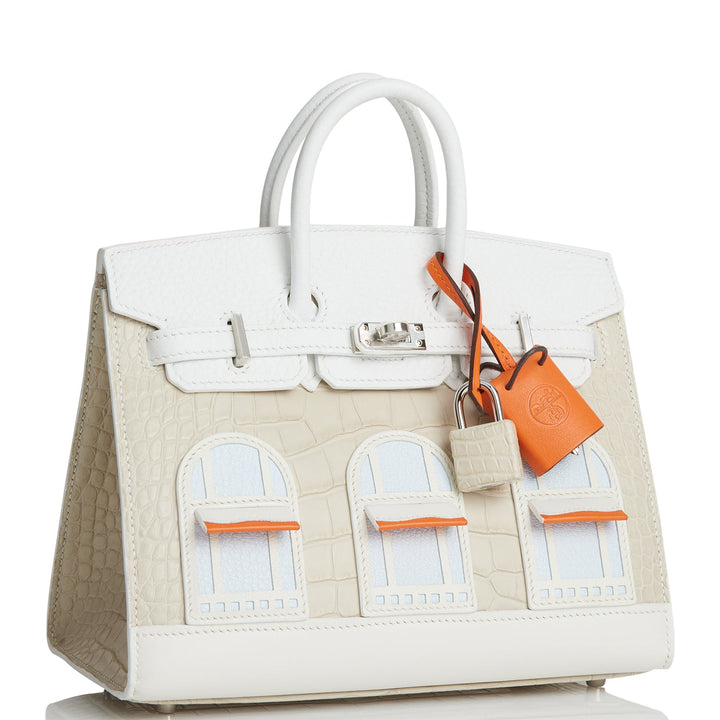 Top quality Hermes Sac Faubourg Birkin 20 White Matte Alligator Palladium Hardware