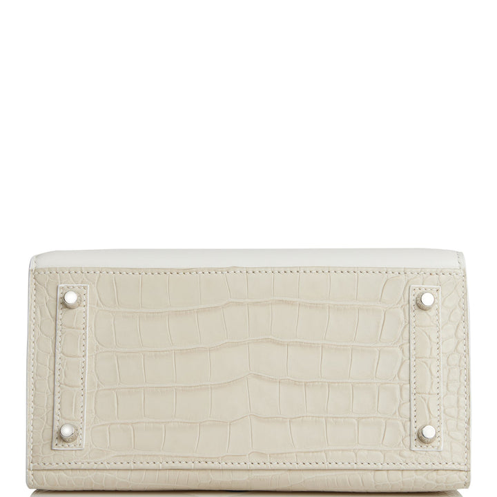 Top quality Hermes Sac Faubourg Birkin 20 White Matte Alligator Palladium Hardware