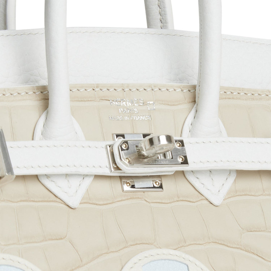 Top quality Hermes Sac Faubourg Birkin 20 White Matte Alligator Palladium Hardware