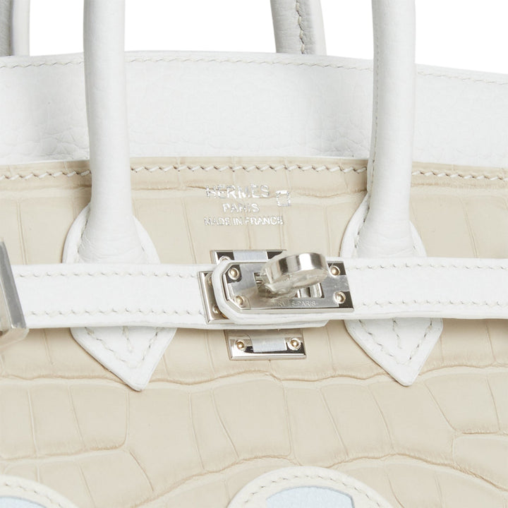 Top quality Hermes Sac Faubourg Birkin 20 White Matte Alligator Palladium Hardware