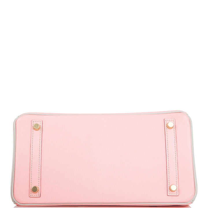 Hermes Special Order (HSS) Birkin 30 Rose Sakura and Gris Perle Chevre Brushed Gold Hardware