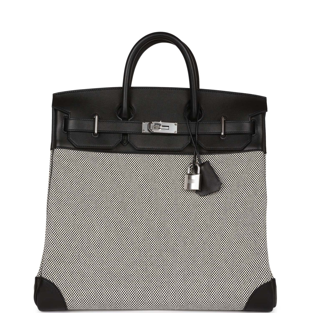 top quality Hermes Birkin 40 HAC Black Evercolor and Toile Palladium Hardware