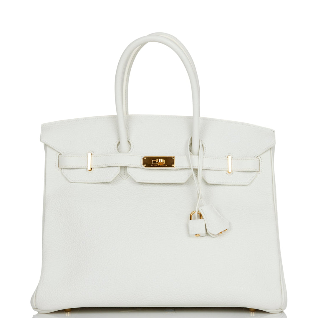 Top quality Hermes Birkin 35 White Clemence Gold Hardware