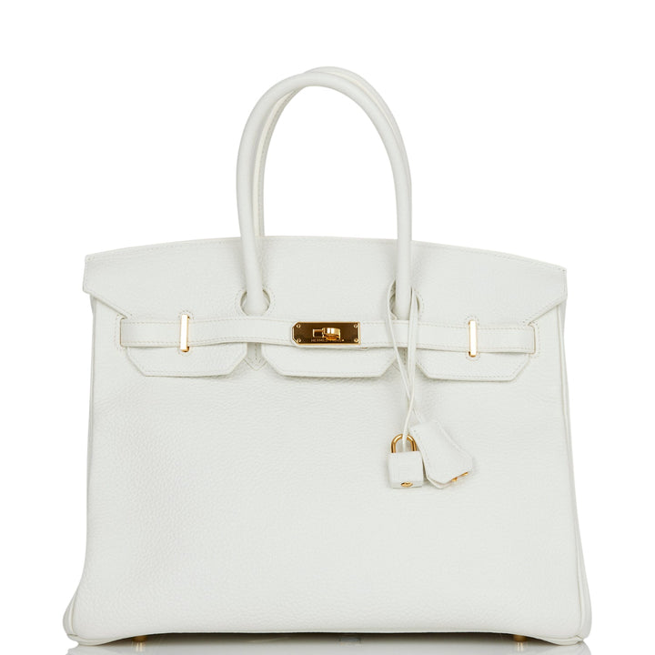 Top quality Hermes Birkin 35 White Clemence Gold Hardware