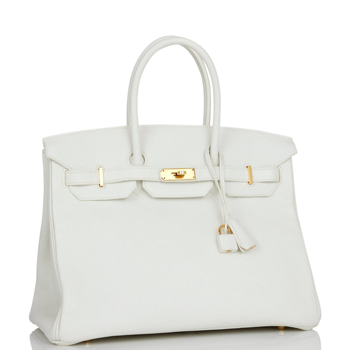 Top quality Hermes Birkin 35 White Clemence Gold Hardware