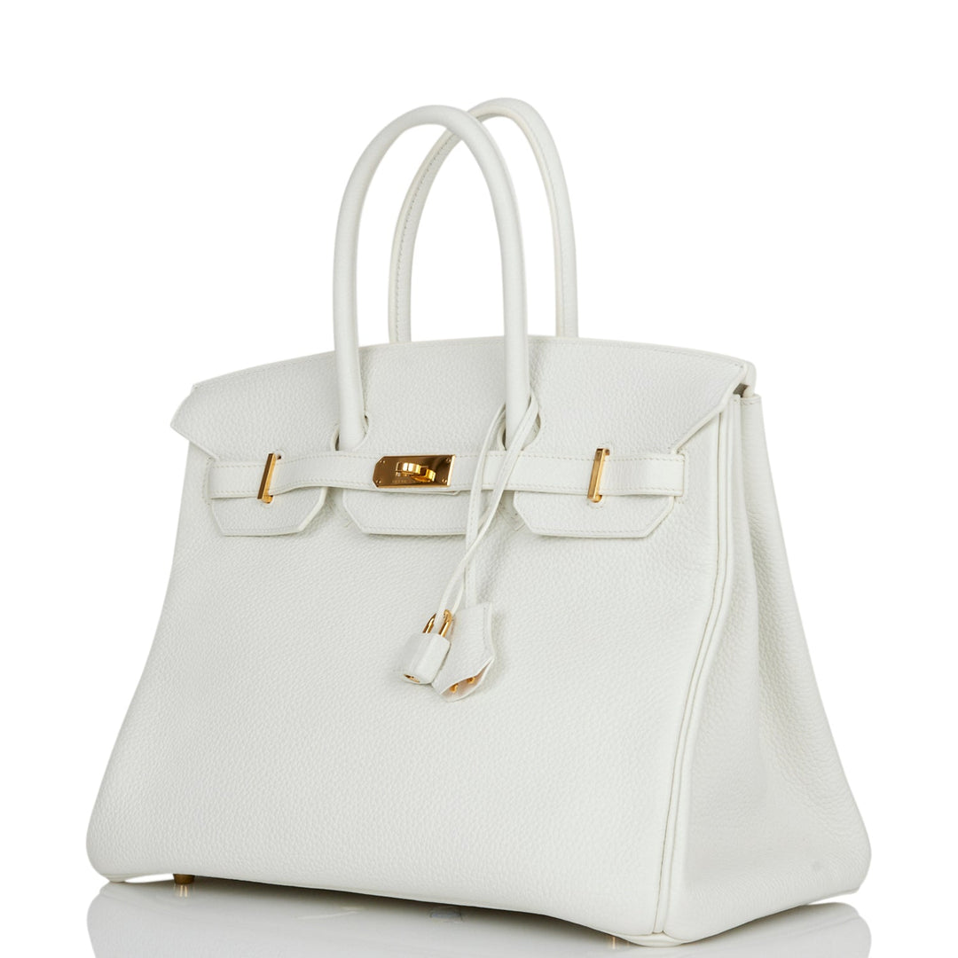 Top quality Hermes Birkin 35 White Clemence Gold Hardware