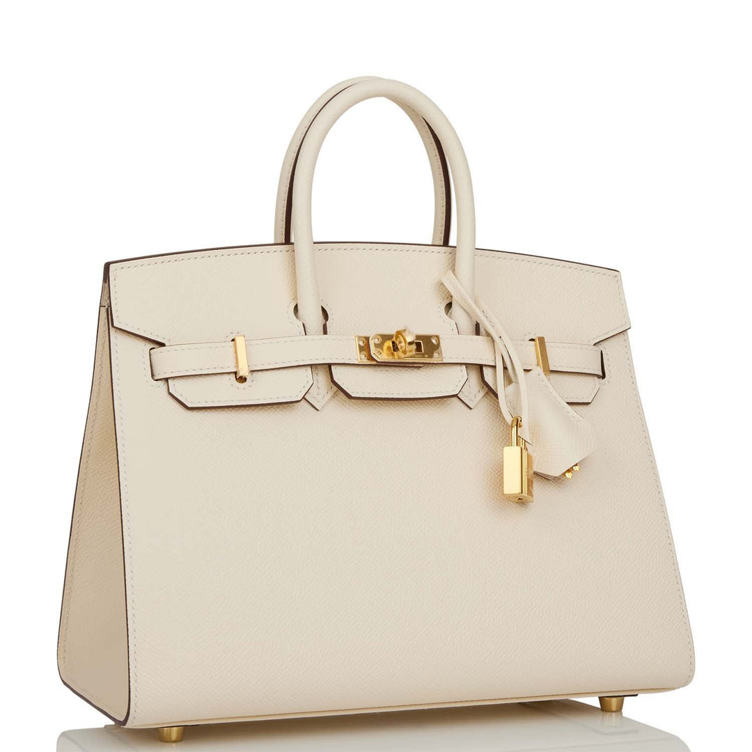 Top quality Hermes Birkin Sellier 25 Nata Epsom Gold Hardware