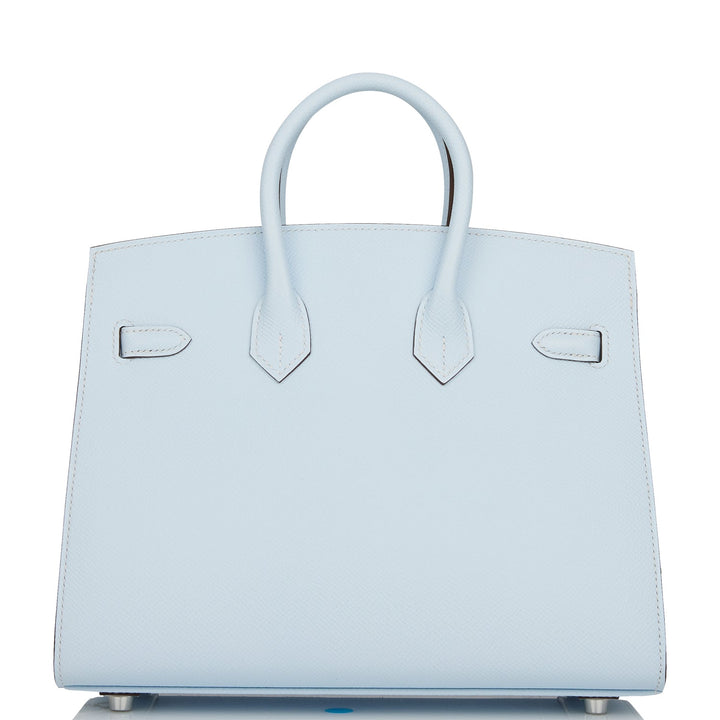 Hermes Birkin 25 Sellier Bleu Brume Epsom Palladium Hardware
