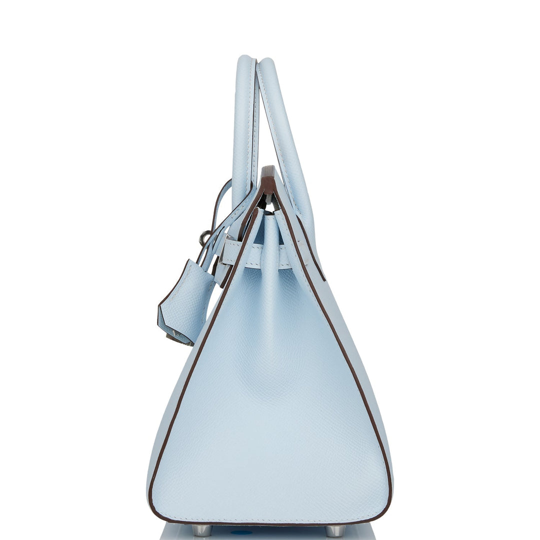 Hermes Birkin 25 Sellier Bleu Brume Epsom Palladium Hardware