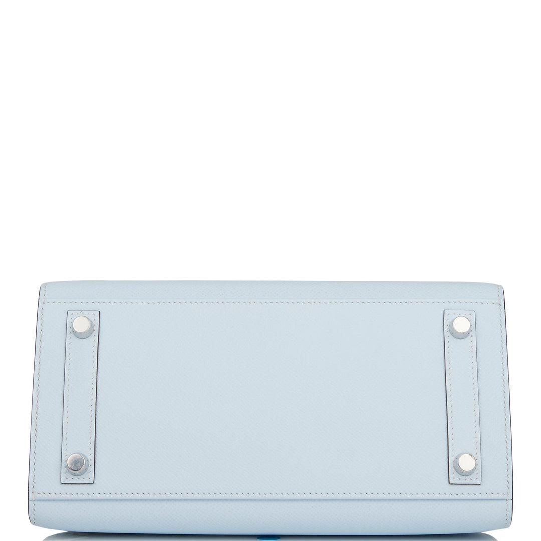 Hermes Birkin 25 Sellier Bleu Brume Epsom Palladium Hardware