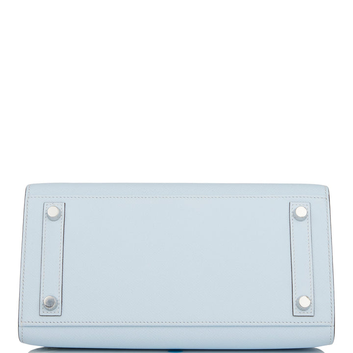 Hermes Birkin 25 Sellier Bleu Brume Epsom Palladium Hardware