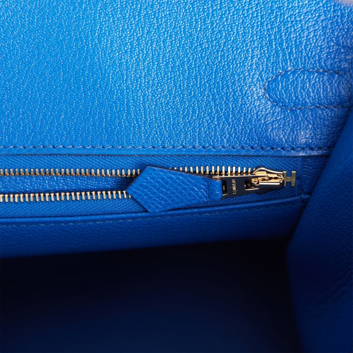 Hermes Birkin 25 Sellier Bleu France Epsom Gold Hardware