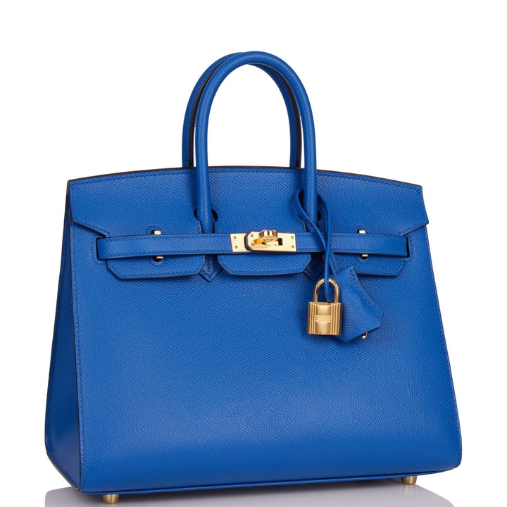 Hermes Birkin 25 Sellier Bleu France Epsom Gold Hardware