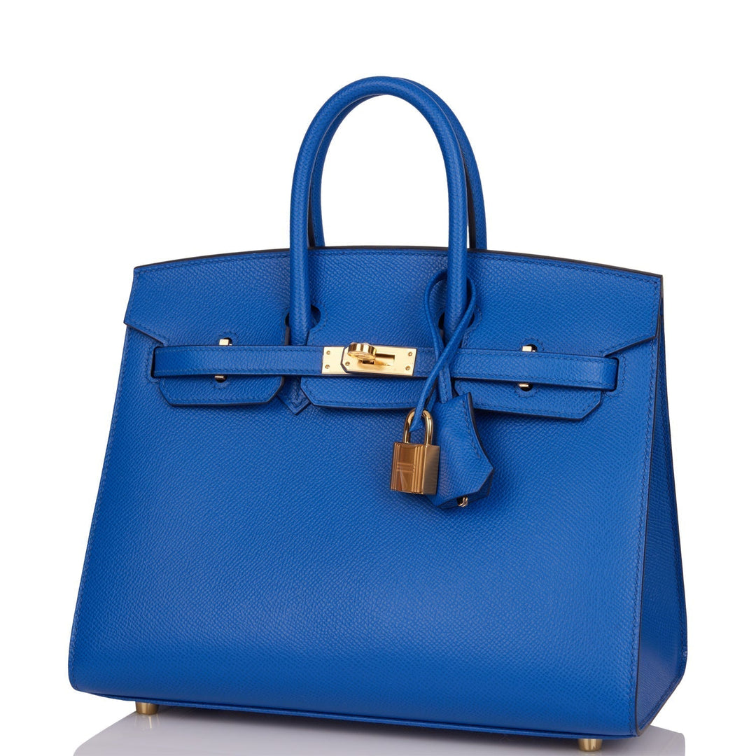 Hermes Birkin 25 Sellier Bleu France Epsom Gold Hardware