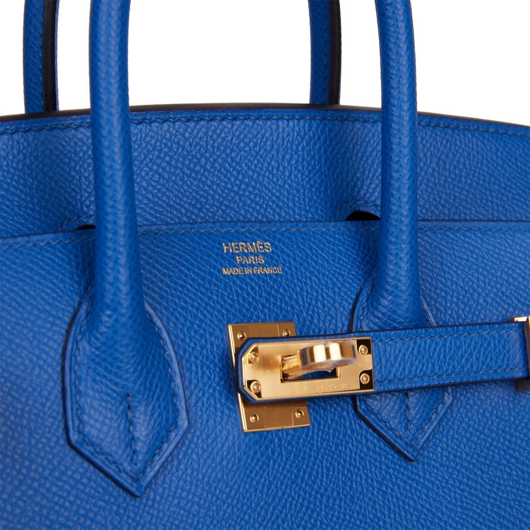 Hermes Birkin 25 Sellier Bleu France Epsom Gold Hardware