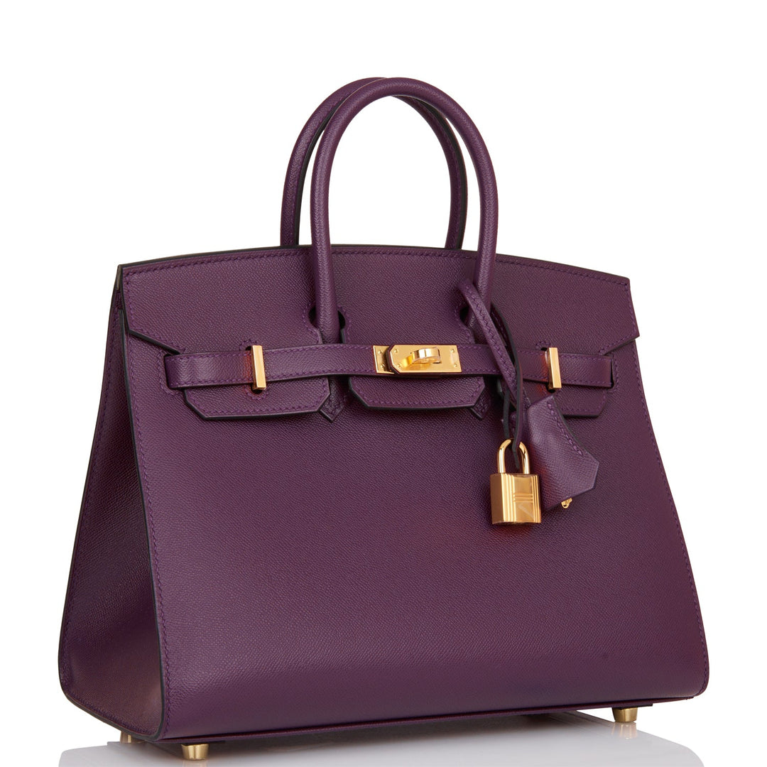 Hermes Birkin 25 Sellier Cassis Veau Madame Gold Hardware