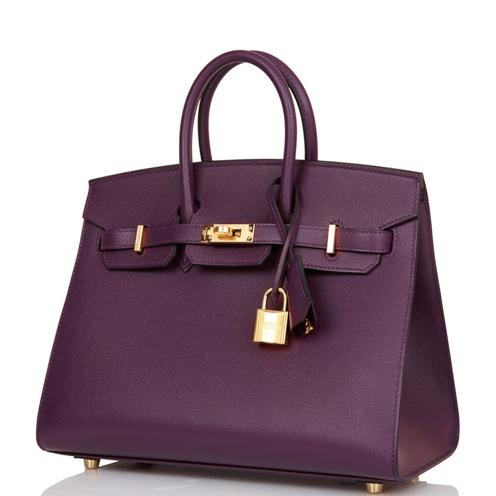 Hermes Birkin 25 Sellier Cassis Veau Madame Gold Hardware