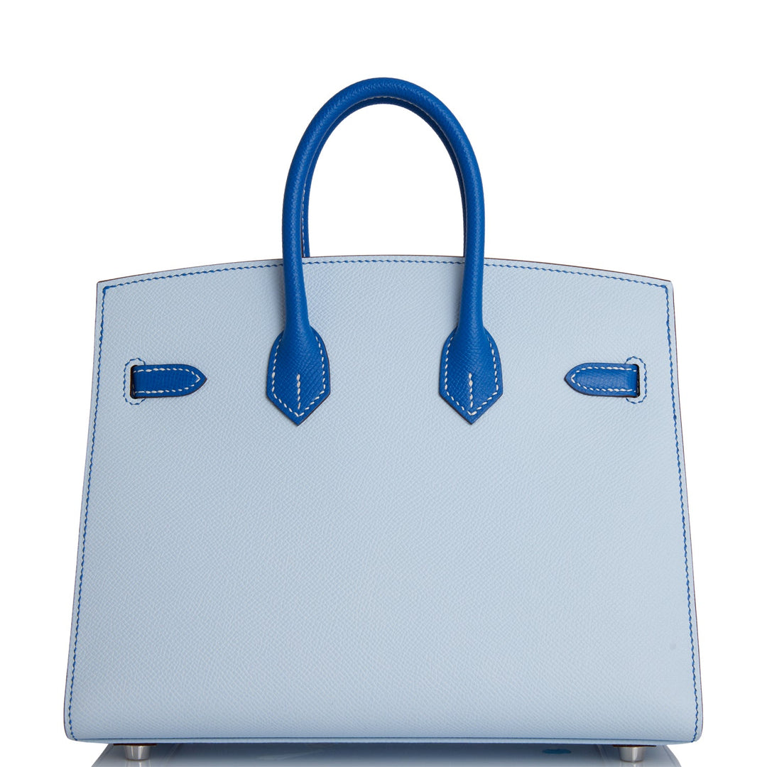 Hermes Birkin 25 Sellier Bleu Brume and Bleu Zellige Epsom Brushed Palladium Hardware